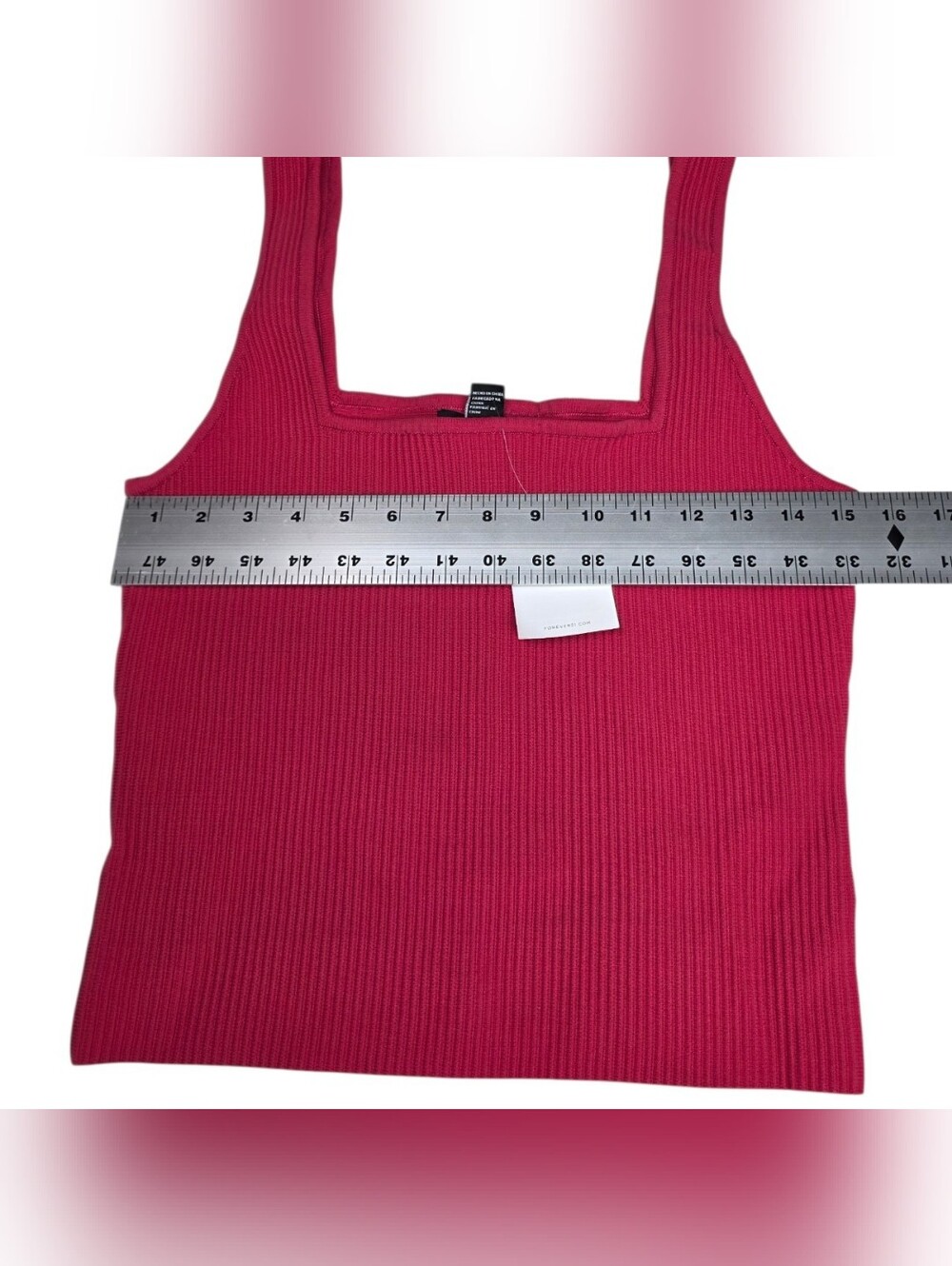 Forever 21 Ribbed Square Neck Tank Top - Raspberry Pink - Picture 3 of 5